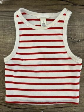 H&M White and Red Striped Tank Top
